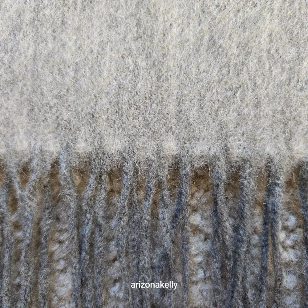 NWOT Reiss Cashmere Fringed Scarf 2-tone Grey - Picture 6 of 10